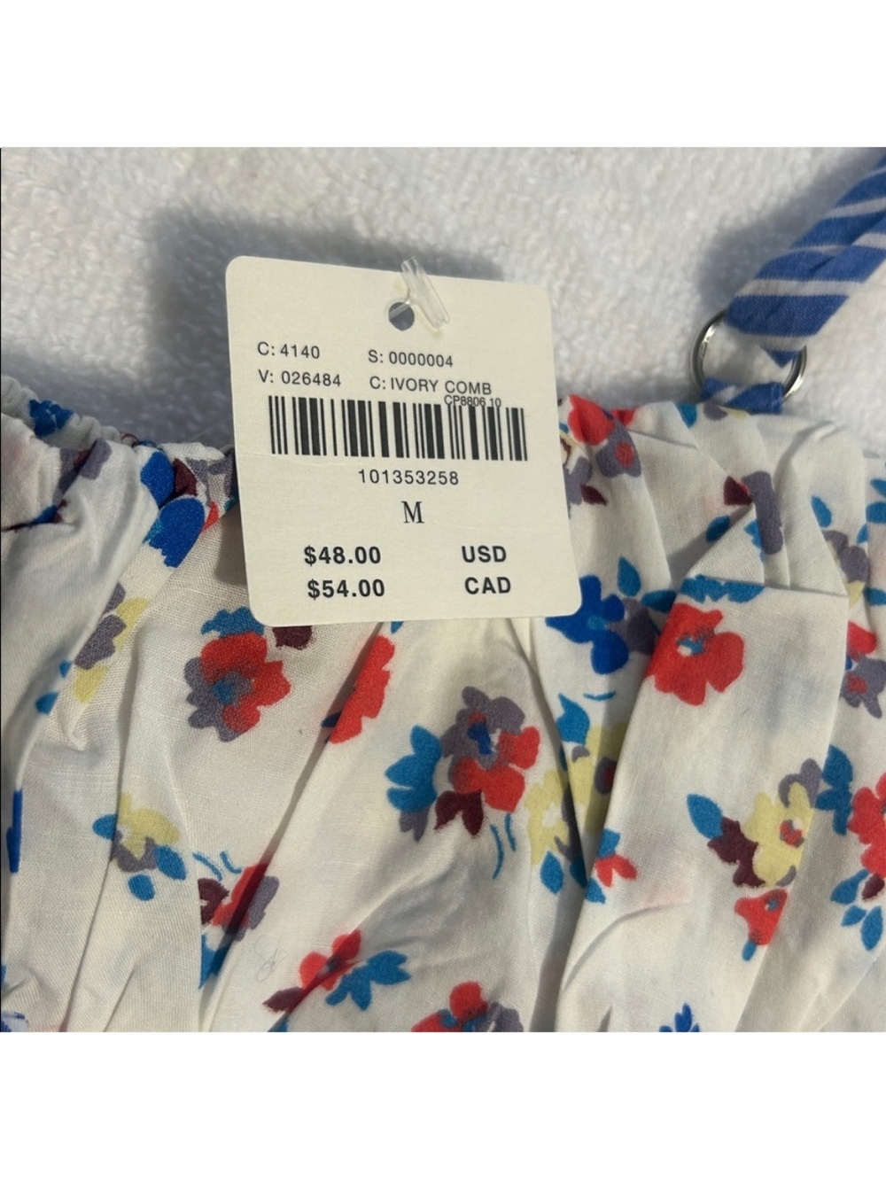 Anthropologie LyreBird Medium Bra Top Printed Cotton Ivory Combo Blue Floral NWT - Picture 9 of 9